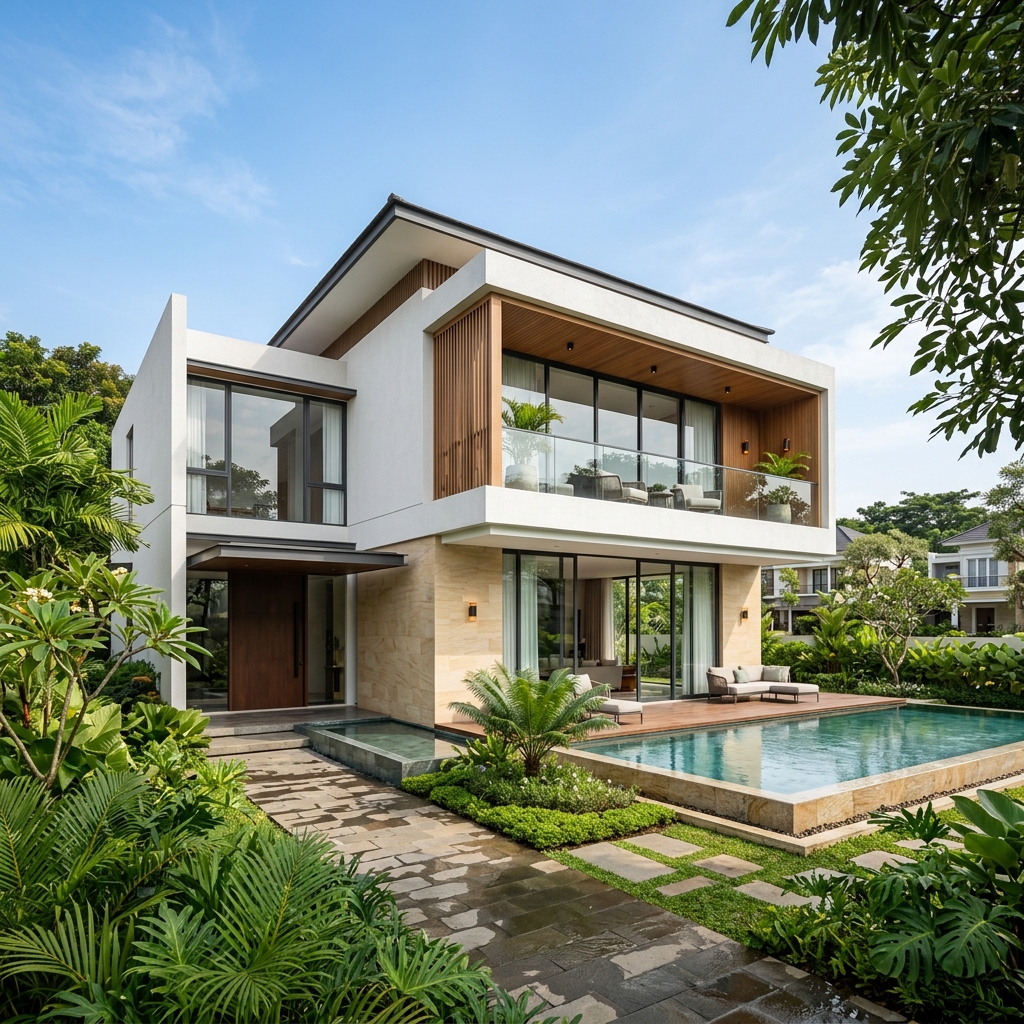 Fasad eksterior rumah komersil premium tipe 42/90 Pesona Kahuripan