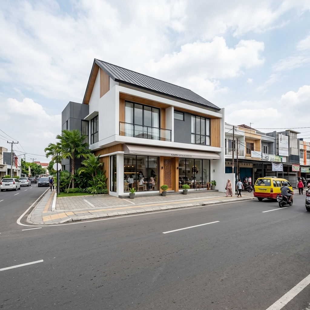 Desain tampak depan rumah komersil tipe 36/72 modern Pesona Kahuripan