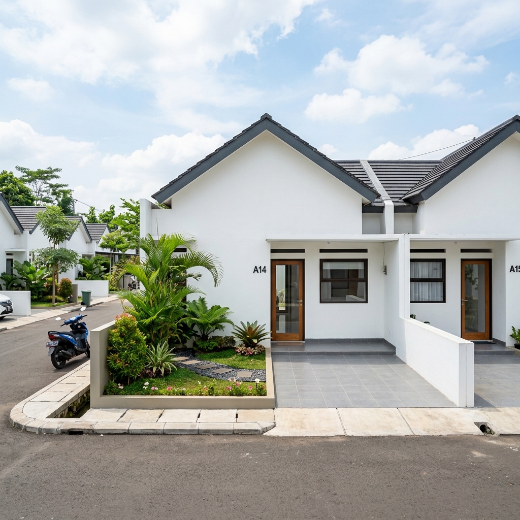 Desain fasad rumah subsidi tipe 30/60 double dinding hebel Pesona Kahuripan