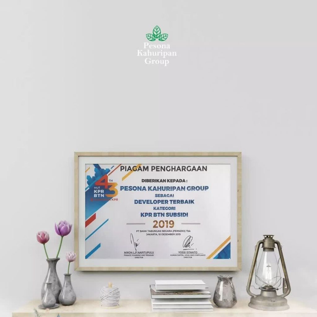 Sertifikat Apresiasi BTN Prioritas Gold Developer Pesona Kahuripan